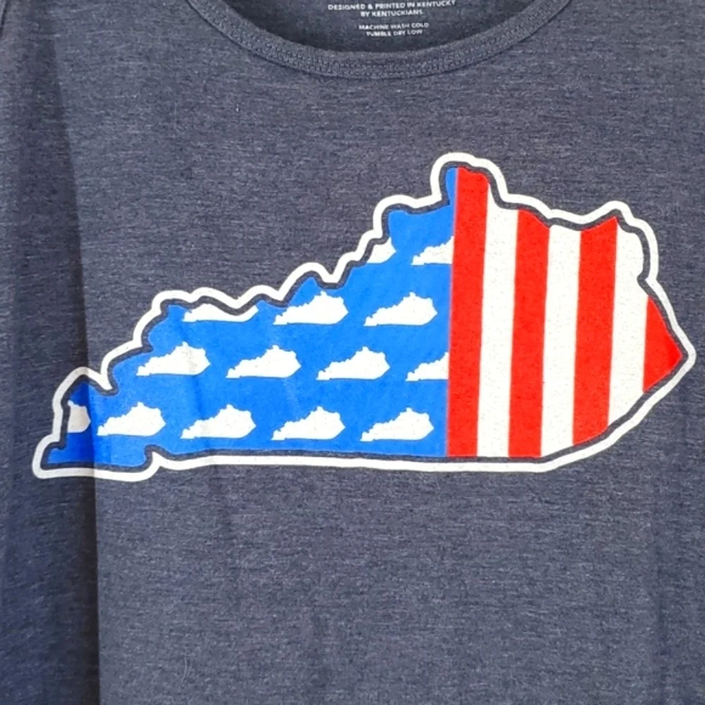 Shop Local Kentucky Red White Blue KY Shape Graphic Print Tank Top Mens Size M - Picture 7 of 11